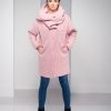Light Pink Coat For Women Hooded Wool Cardigan