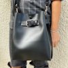 Black Leather Handbag Women Bucket Bag Crossbody Shopping