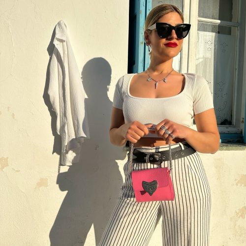 Small Purse Women Top Handle Bag Pink Leather