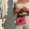 Small Purse Women Top Handle Bag Pink Leather