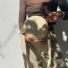 Round Purse Crossbody Bag Beige Shoulder Women Handbag