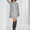 Knit Long Mohair Cardigan Women's Warm Coat Button