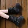 Punk Motorcycle Boots: Chunky Heel Platform Belt Buckle