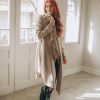 Powder Beige Wool Cardigan Coat: Asymmetrical Wrap Jacket