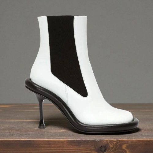 Thick Sole Round Toe Short Boots:side Zipper High